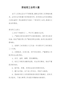 劳动用工合同5篇