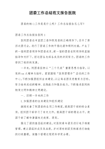团委工作总结范文报告医院
