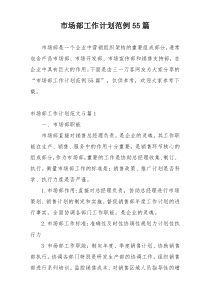 市场部工作计划范例55篇