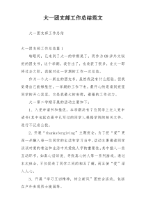 大一团支部工作总结范文