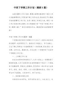 中班下学期工作计划（最新5篇）