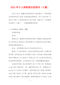 2023年个人辞职报告范例书（5篇）