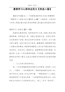 暑期学习心得体会范文【热选4篇】
