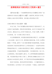 县国税局实习报告范文【范例4篇】