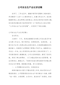 公司安全生产会议讲话稿