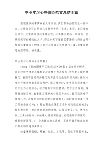 毕业实习心得体会范文总结5篇