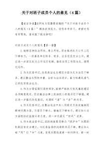 关于对班子成员个人的意见（4篇）
