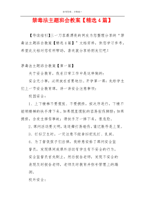 禁毒法主题班会教案【精选4篇】