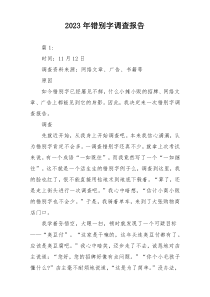 2023年错别字调查报告