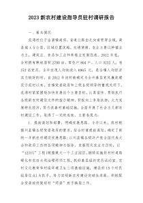 2023新农村建设指导员驻村调研报告