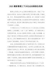 2023最新暑期三下乡社会实践报告范例