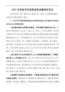 20XX年党组书记述职述责述廉报告