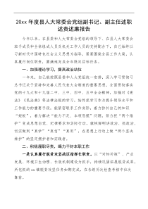 县人大党组副书记副主任述职述责述廉报告范文