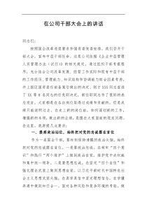 在公司干部大会上的讲话
