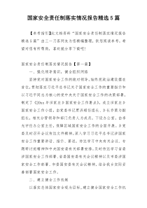 国家安全责任制落实情况报告精选5篇