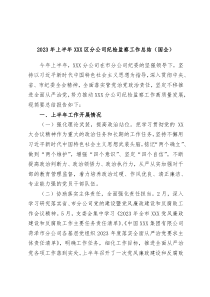 2023年上半年XXX区分公司纪检监察工作总结国企