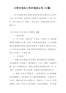 小学少先队工作计划怎么写（5篇）