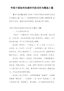 年轻干部如何在新时代担当作为精选5篇
