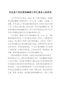 在全县十四五规划编制工作汇报会上的讲话