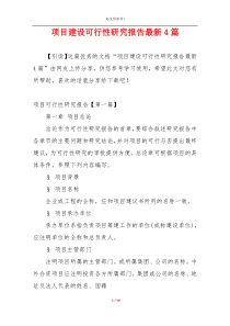 项目建设可行性研究报告最新4篇