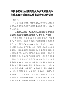 市委书记在防止因灾返贫致贫巩固脱贫攻坚成果暨灾后重建工作推进会议上的讲话