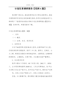 计划生育调研报告【范例4篇】