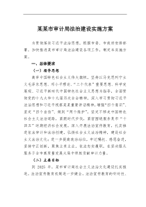 某某市审计局法治建设实施方案