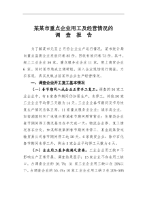某某市重点企业用工及经营情况的调查报告