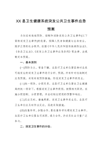 XX县卫生健康系统突发公共卫生事件应急预案