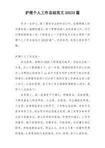 护理个人工作总结范文20233篇