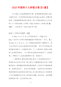 2023年国培个人研修方案【4篇】