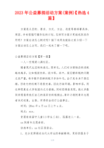 2023年公益募捐活动方案(案例)【热选4篇】