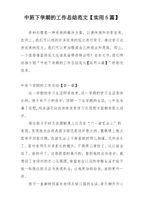 中班下学期的工作总结范文【实用5篇】