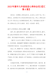 2023年童年九年级阅读心得体会范文【汇集4篇】