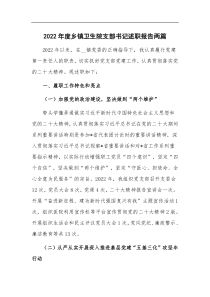 20XX年度乡镇卫生院支部书记述职报告两篇