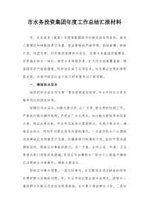 市水务投资集团年度工作总结汇报材料