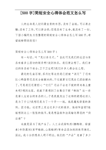 [500字]简短安全心得体会范文怎么写