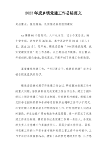 2023年度乡镇党建工作总结范文