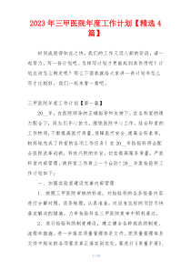 2023年三甲医院年度工作计划【精选4篇】