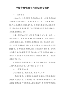 学校发展党员工作总结范文范例