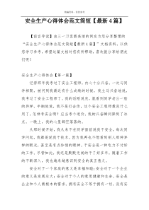 安全生产心得体会范文简短【最新4篇】