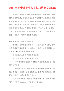 2023年初中德育个人工作总结范文（8篇）