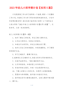 2023年幼儿小班学期计划【实用5篇】