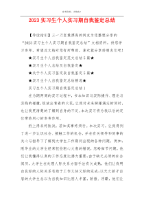 2023实习生个人实习期自我鉴定总结