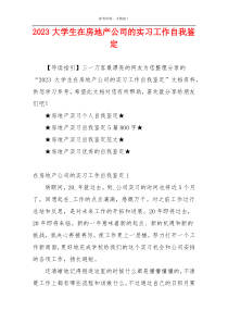 2023大学生在房地产公司的实习工作自我鉴定