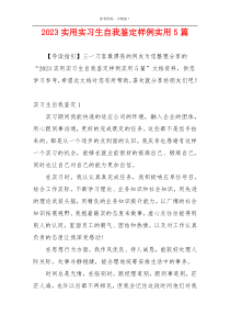 2023实用实习生自我鉴定样例实用5篇