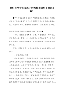 组织生活会支委班子对照检查材料【热选5篇】