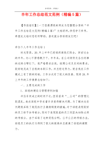 半年工作总结范文范例（精编5篇）