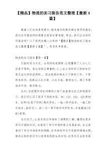 【精品】物流的实习报告范文整理【最新4篇】
