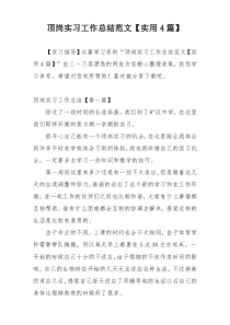 顶岗实习工作总结范文【实用4篇】